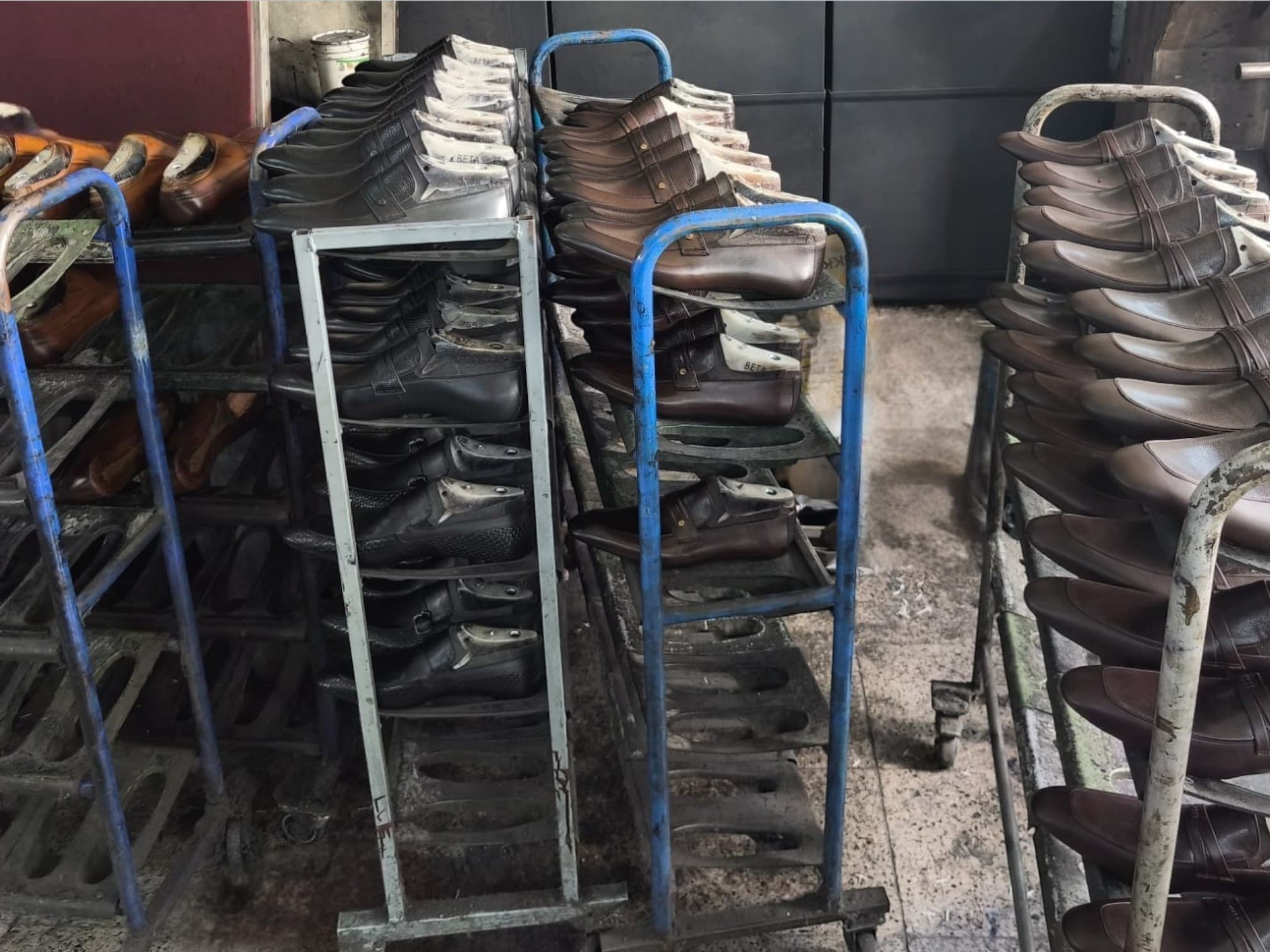 Pairs on racks between production stages